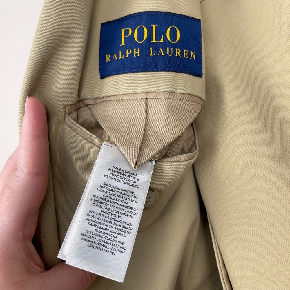 Polo Ralph Lauren Unconstructed Modern Suit Jacket 46R Tan Chino Blazer Preppy - Picture 7 of 11